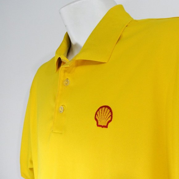 SHELL Gas Station Oil Employee Uniform Men's Yellow Polo Shirt NEW - Picture 3 of 6